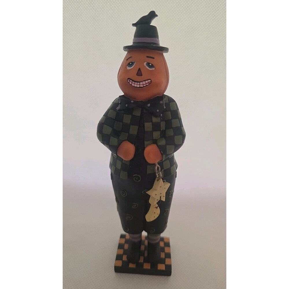 A Sleepy Hollow Halloween Pumpkin Man Crow Figurine Heather Hykes Artisan Flair